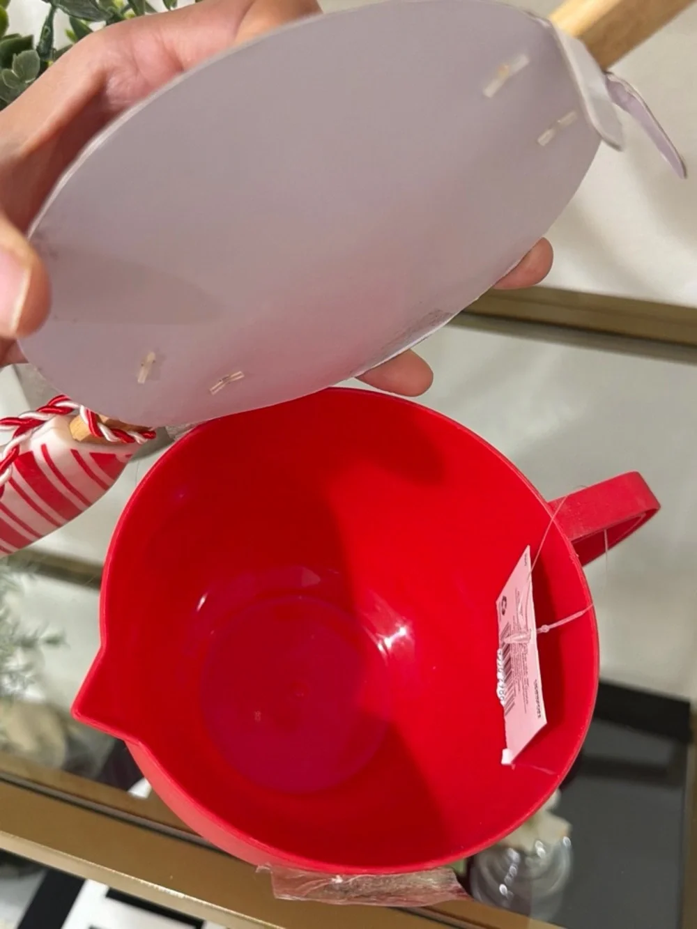 Measuring Cup with Candy Cane Spatula and Cookie Cutter